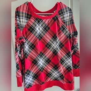 Womens XL Plaid Long Sleeved Shirt/Light Sweatshirt